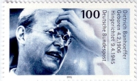 Gedenk-Briefmarke für den Widerstandskämpfer Dietrich Bonhoeffer (1906–1945) aus dem Jahr 1995