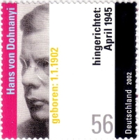 Gedenk-Briefmarke für den Widerstandskämpfer Hans von Dohnanyi (1902–1945) aus dem Jahr 2002