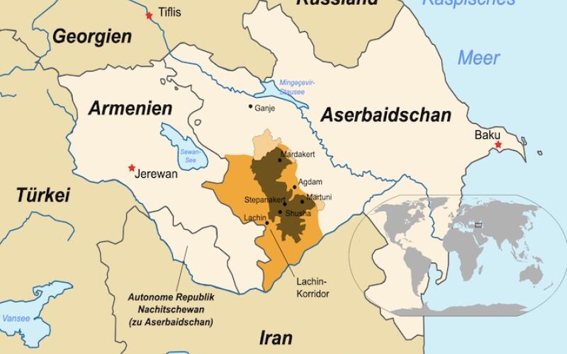 Karte des Konfliktes um Nagorny-Karabach