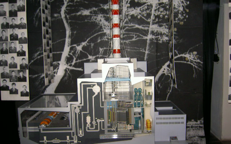 Schematische Darstellung des Reaktorblocks im Ukrainischen Nationalen Čornobyl’-Museum Kyïv
