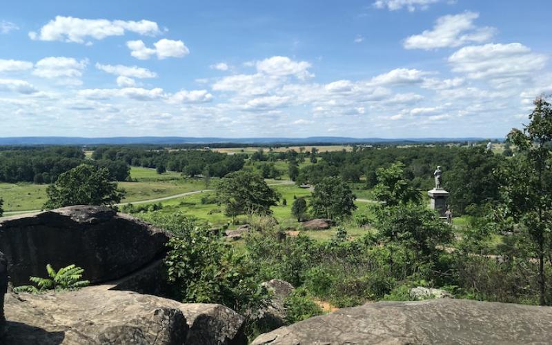 Aussicht vom Little Roundtop Hill, Gettysburg, Pennsylvania
