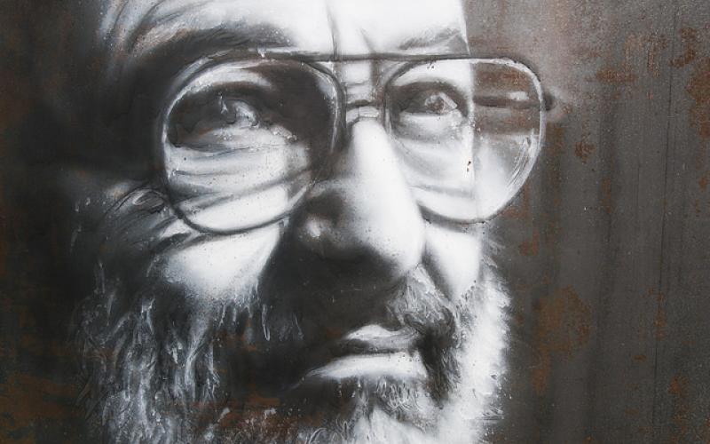 Umberto Eco, painted portrait Foto: Thierry Ehrmann (Umberto Eco, painted portrait _DDC2719, aufgenommen am 11.3.2016) flickr CC BY 2.0