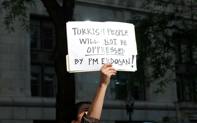Turkish people in Chicago protesting Turkish government and police brutality in Turkey, June 15th 2013. 