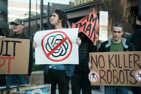 Protestierende gegen die AI-Konzerne