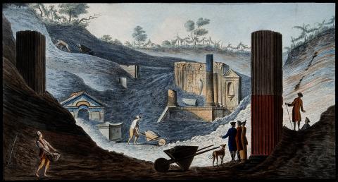 Ausgrabung des Isistempels in Pompeji