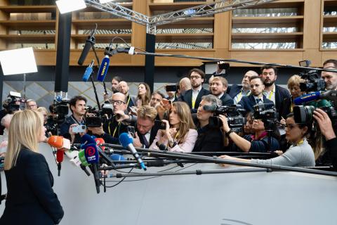 Giorgia Meloni at the European Council, March 2023. 