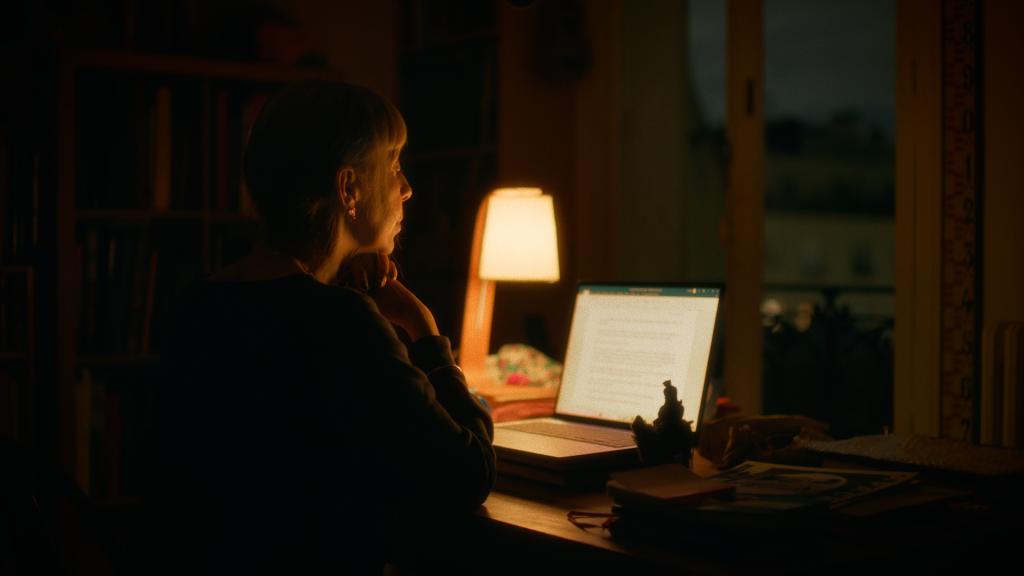 Die französische Autorin Lola Lafon an ihrem Laptop