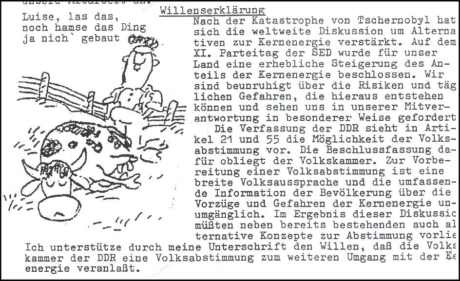 Textdokument, links eine Karikatur