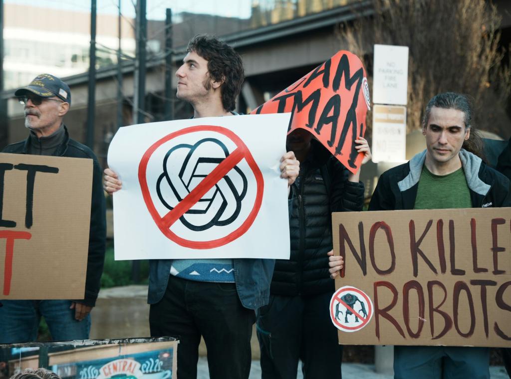Protestierende gegen die AI-Konzerne