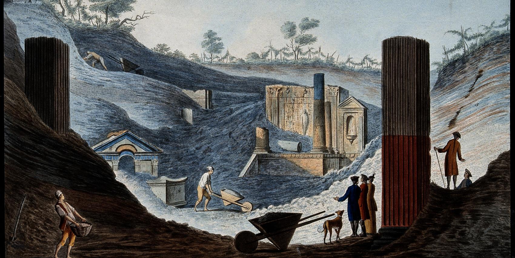 Ausgrabung des Isistempels in Pompeji