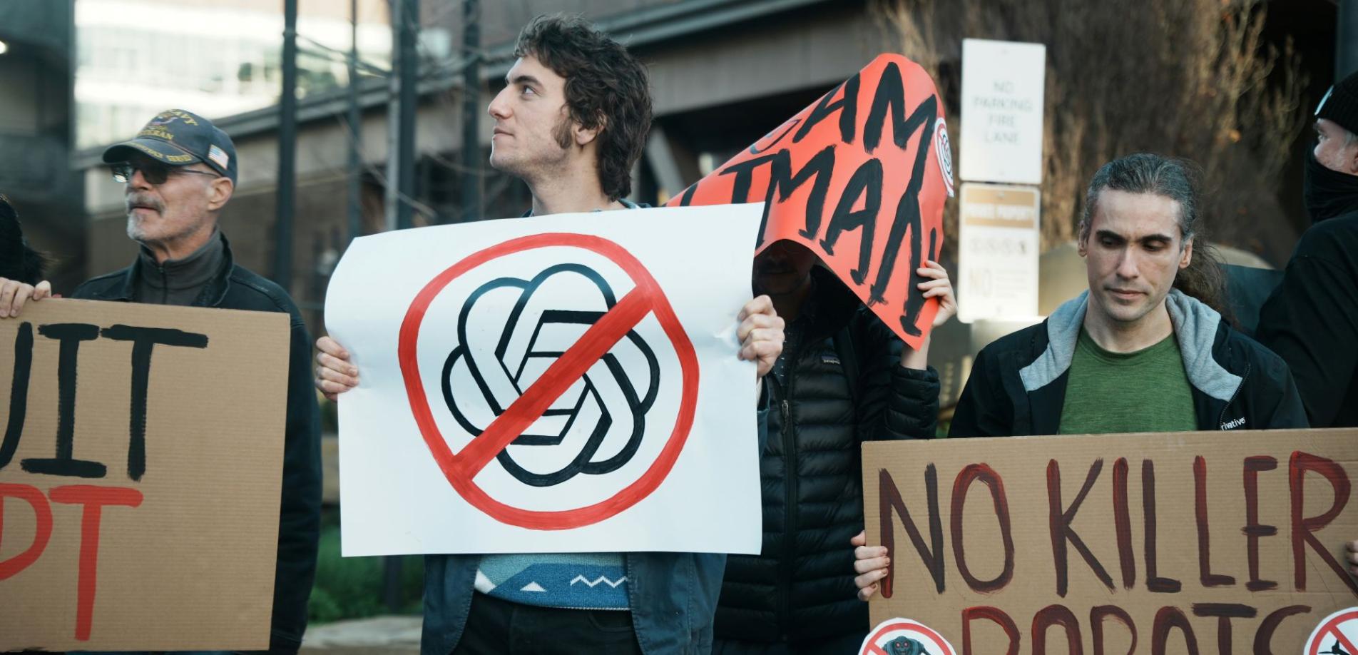 Protestierende gegen die AI-Konzerne