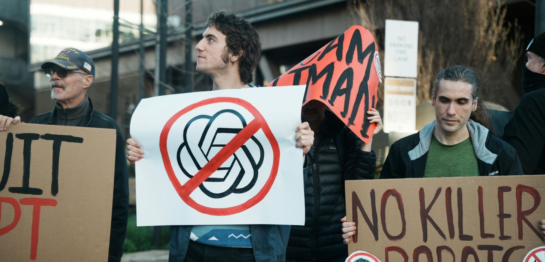 Protestierende gegen die AI-Konzerne