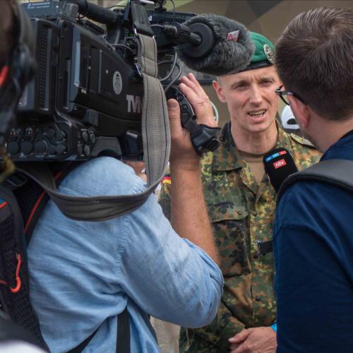 Oberstleutnant i. G. Marcel Bohnert im Interview am „Nationalen Veteranentag“ in Berlin, 15.6.2025, Fotograf: Stephan Horn