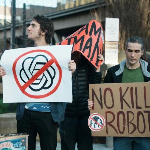 Protestierende gegen die AI-Konzerne