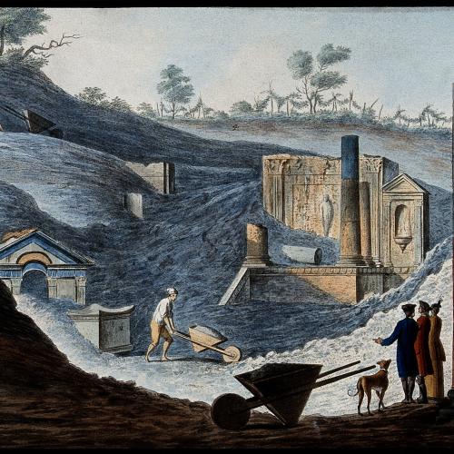 Ausgrabung des Isistempels in Pompeji