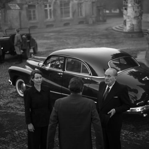 Filmstill aus VATERLAND mit Sandra Hüller und Hanns Zischler als Erika und Thomas Mann