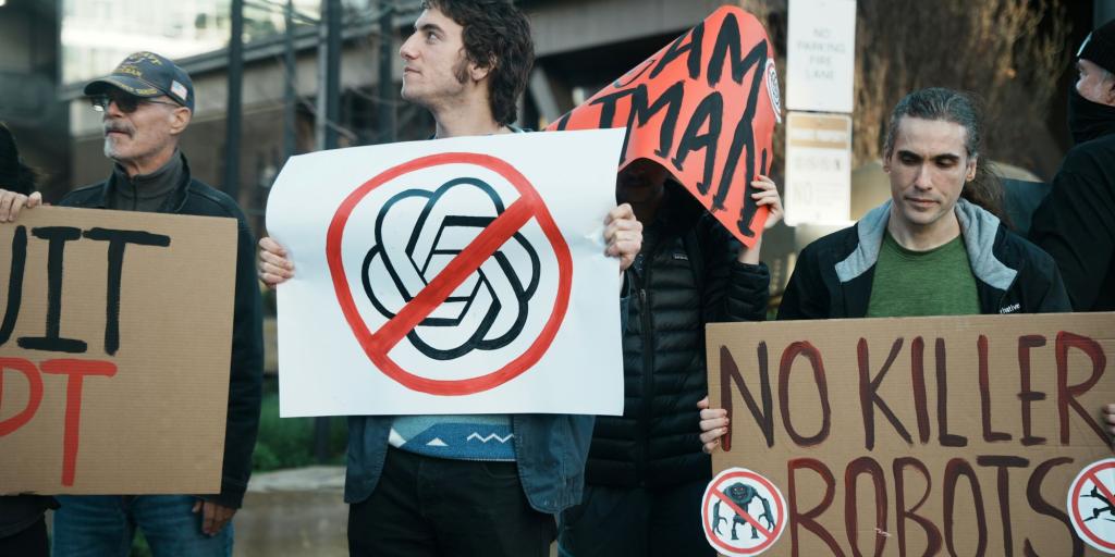 Protestierende gegen die AI-Konzerne