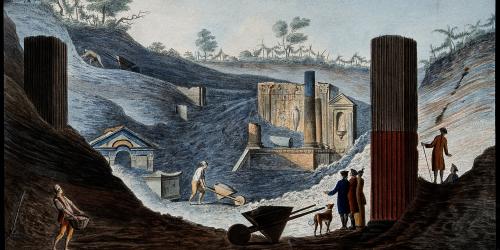 Ausgrabung des Isistempels in Pompeji