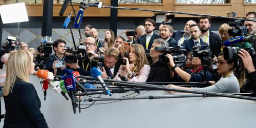 Giorgia Meloni at the European Council, March 2023. 